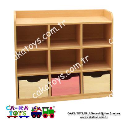 6 Bölmeli 3 Çekmeceli Montessori Dolap CK-345631