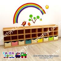 6 Bölmeli 3 Çekmeceli Montessori Dolap CK-345631