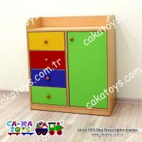 Basic Montessori 4 Çekmeceli Kapaklı Dolap CK-346051