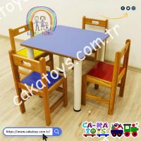 CK-309060 Ahşap Kare Anaokulu Masası 60x60 cm / Metal Ayaklı (Sandalyeler dahil değildir)