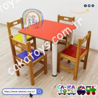 CK-309060 Ahşap Kare Anaokulu Masası 60x60 cm / Metal Ayaklı (Sandalyeler dahil değildir)