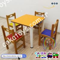 CK-309060 Ahşap Kare Anaokulu Masası 60x60 cm / Metal Ayaklı (Sandalyeler dahil değildir)