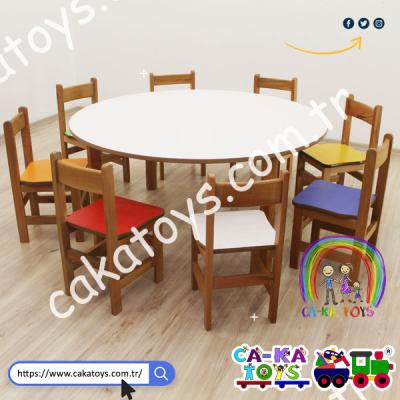 CK-309080 Ahşap Daire Masa Çap: 120 cm (Sandalyeler dahil değildir)