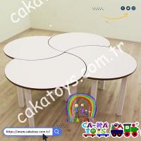 CK-310210 Tırtıl Masa Grubu Ahşap Ayaklı / 4 Parça (Sandalyeler dahil değildir)