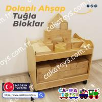 Dolaplı İçi Boş Ahşap Tuğla Bloklar / 64 Parça CK-530010