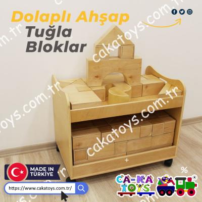 Dolaplı İçi Boş Ahşap Tuğla Bloklar / 64 Parça CK-530010