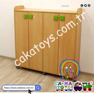 Natürel 4 Kapaklı Tekerlekli Kral Portmanto CK-306480