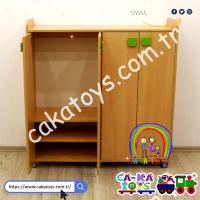 Natürel 4 Kapaklı Tekerlekli Kral Portmanto CK-306480