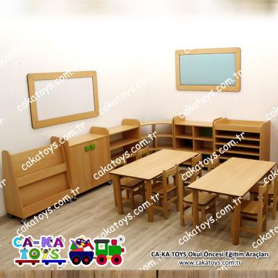 Natürel Tekerlekli Köşe Kral Dolap Grubu / 6 Parça CK-340030